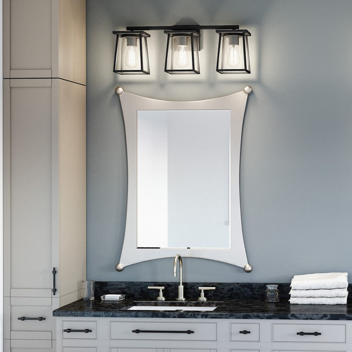 Quoizel Lodge 3 Light Bath Vanity, Matte Black