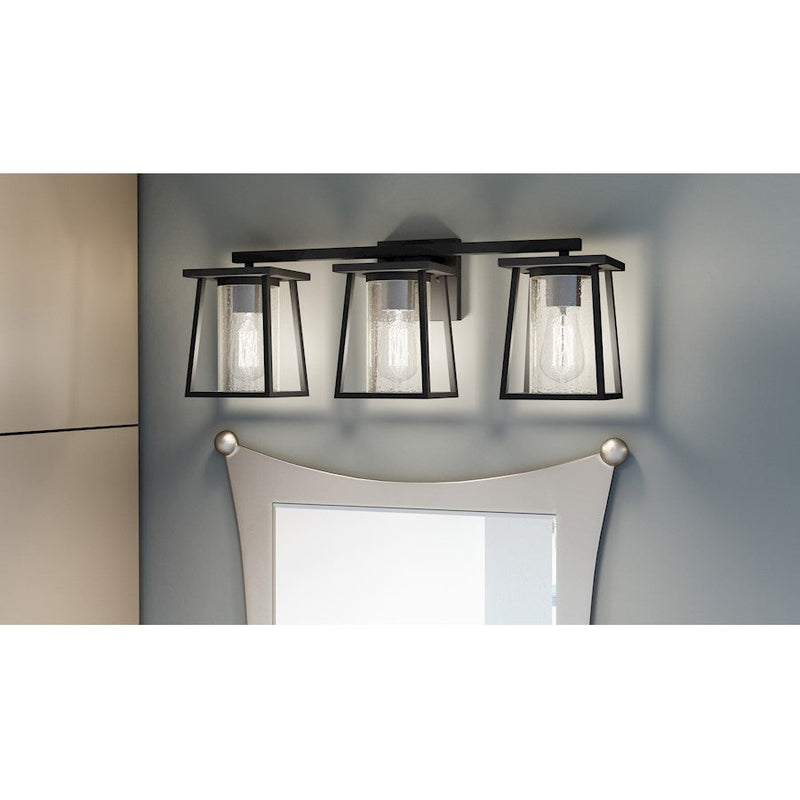 Quoizel Lodge 3 Light Bath Vanity, Matte Black