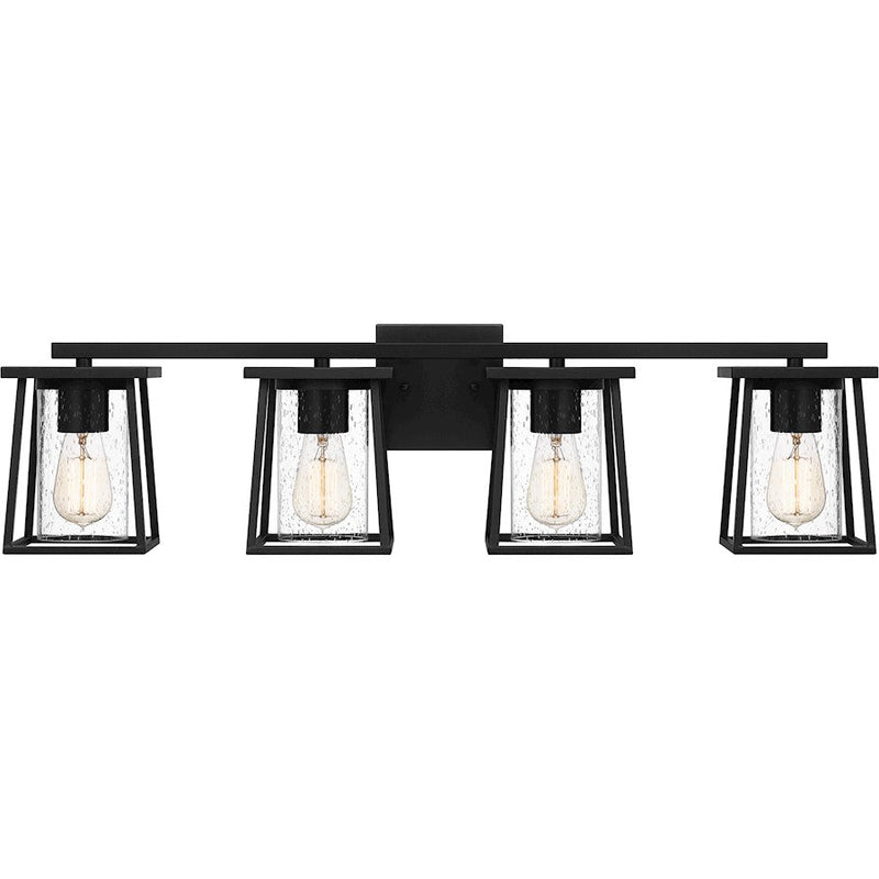 Quoizel Lodge 4 Light Bath Vanity, Matte Black