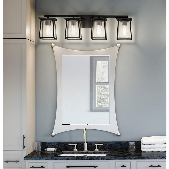 Quoizel Lodge 4 Light Bath Vanity, Matte Black