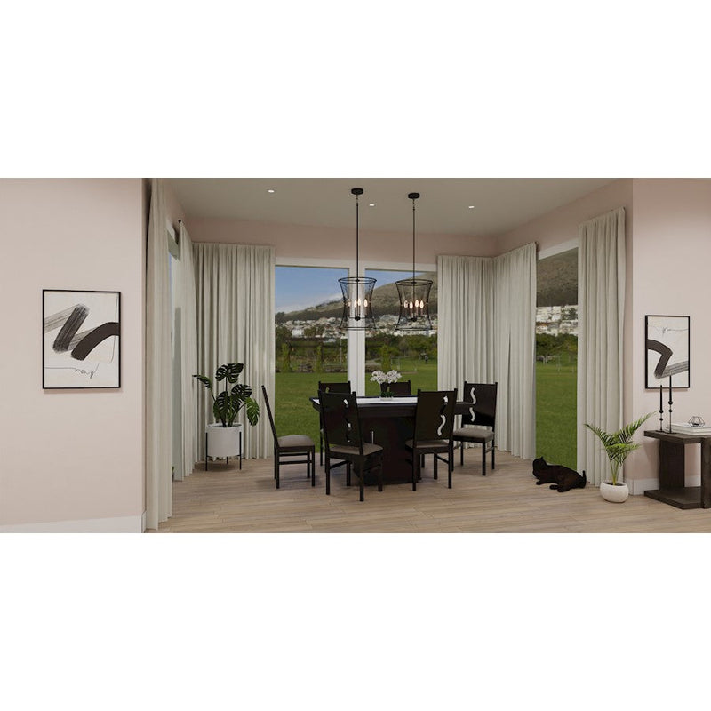 Quoizel Leiland 4 Light Pendant, Matte Black