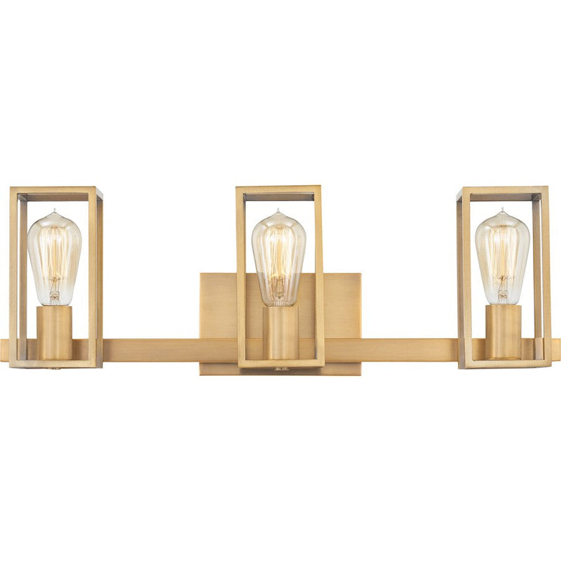Quoizel Leighton 3 Light Bath Vanity, Weathered Brass