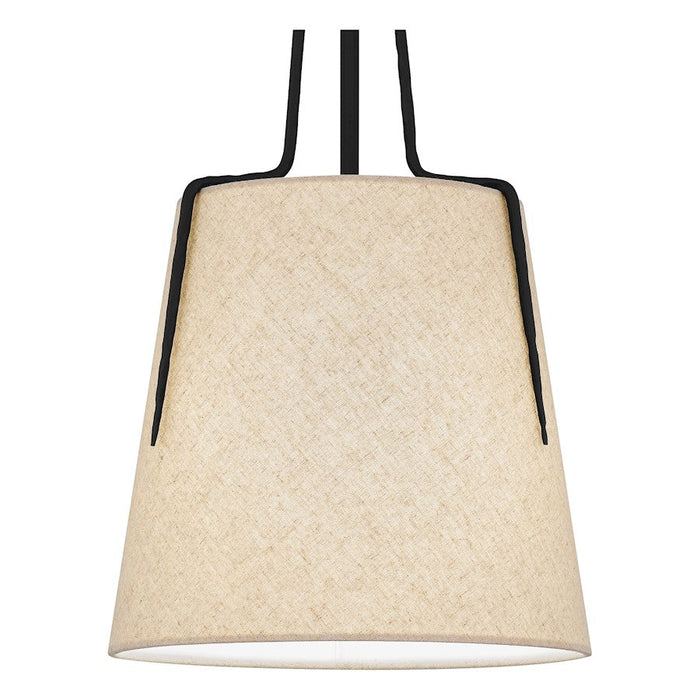 Quoizel Leona 1 Light Mini Pendant, Matte Black/Fabric Shade