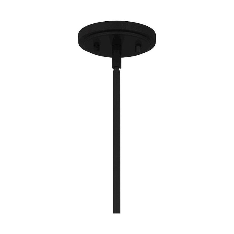 Quoizel Leona 1 Light Mini Pendant, Matte Black/Fabric Shade
