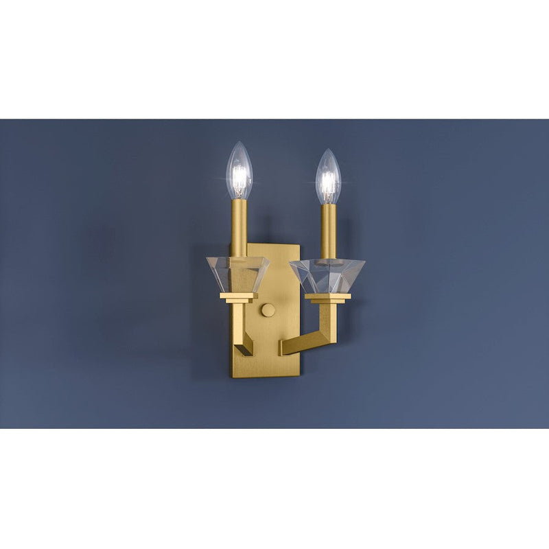 Quoizel Lottie 2 Light Wall Sconce, Aged Brass - LOT8708AB