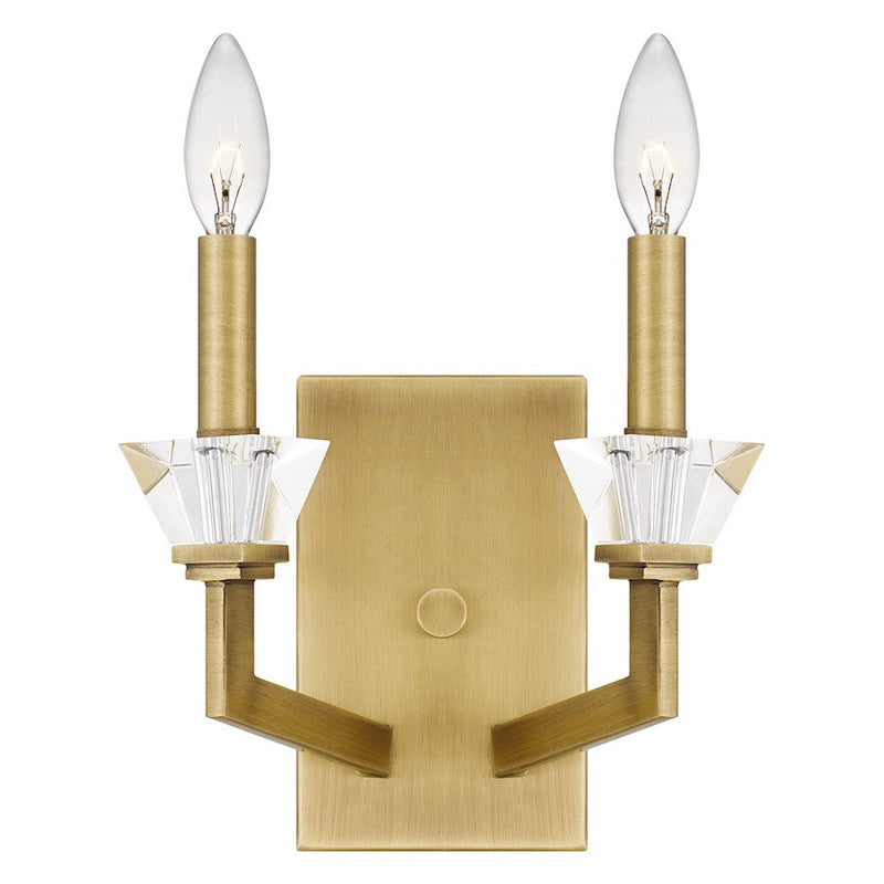 Quoizel Lottie 2 Light Wall Sconce, Aged Brass