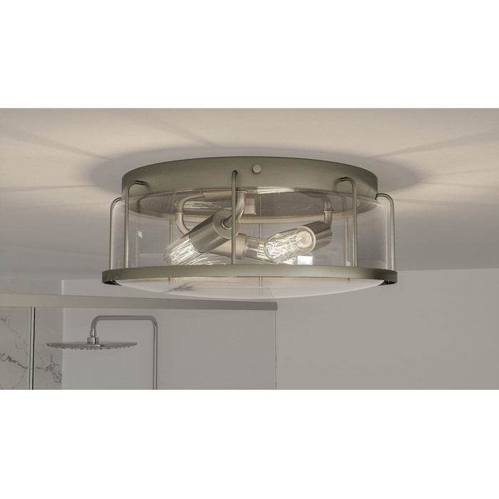 Quoizel Ludlow 3 Light Flush Mount, Brushed Nickel/Clear