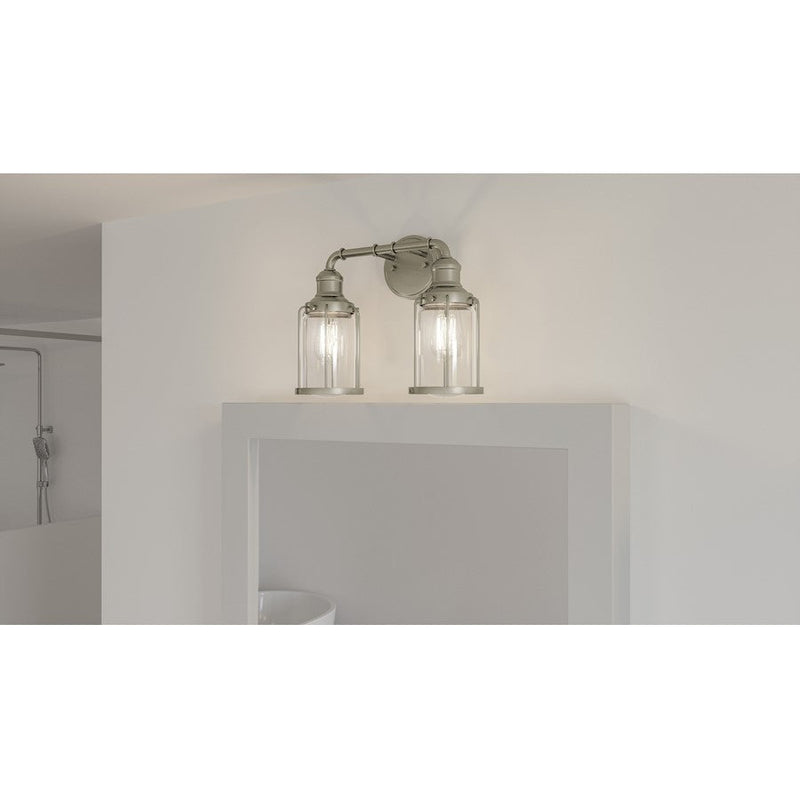 Quoizel Ludlow 2 Light Bath Light, Brushed Nickel/Clear
