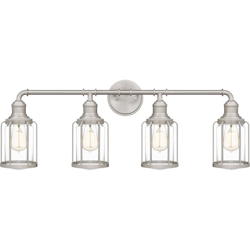 Quoizel Ludlow 4 Light Bath Light, Brushed Nickel/Clear