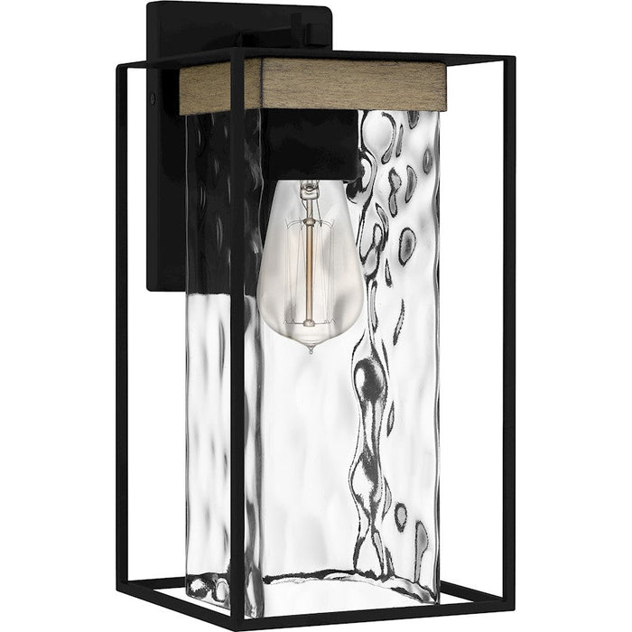 Quoizel Longwood 1 Light Outdoor Lantern, Black/Clear Hammered