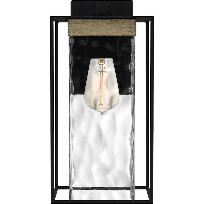 Quoizel Longwood 1 Light Outdoor Lantern, Black/Clear Hammered