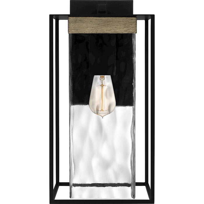 Quoizel Longwood 1 Light Outdoor Lantern, Black/Clear Hammered