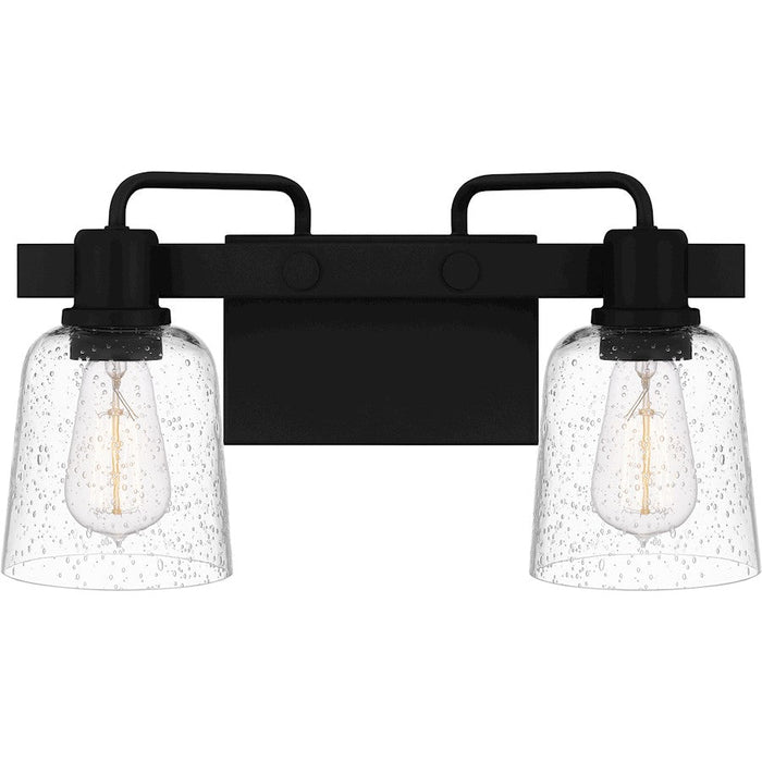 Quoizel Lydia 2 Light Bath Light, Matte Black/Clear Seedy