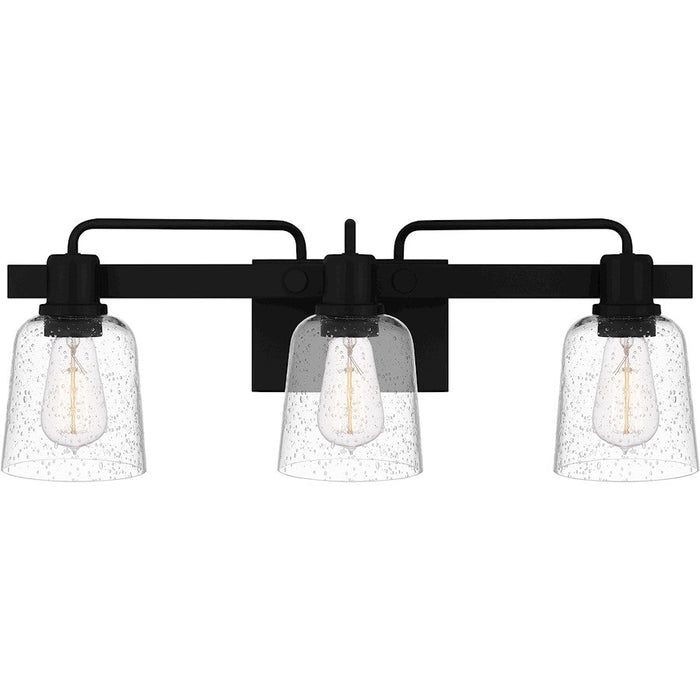 Quoizel Lydia 3 Light Bath Light, Matte Black/Clear Seedy