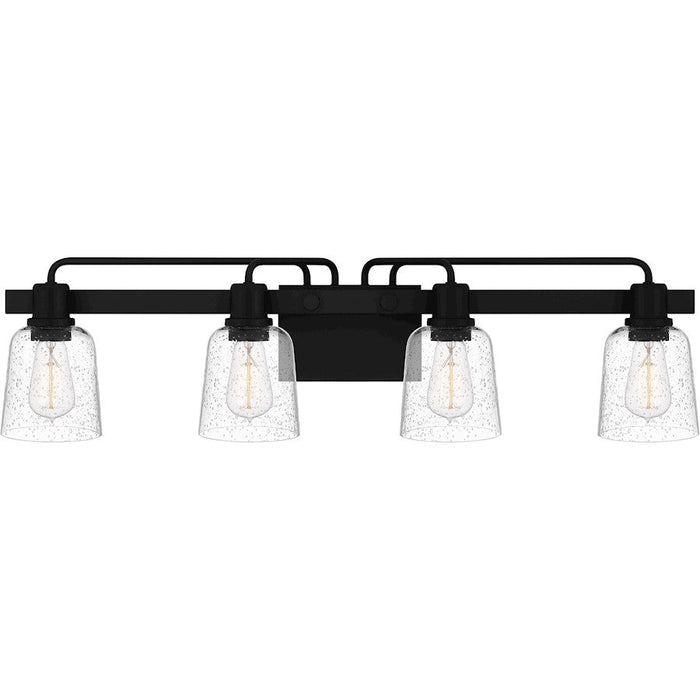 Quoizel Lydia 4 Light Bath Light, Matte Black/Clear Seedy