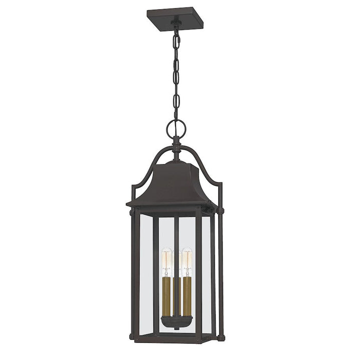 Quoizel Manning 3 Light Mini Pendant, Bronze/Clear