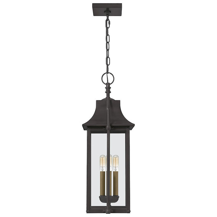 Quoizel Manning 3 Light Mini Pendant, Bronze/Clear