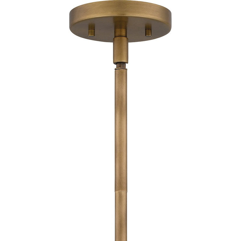 Quoizel Mallory 5 Light Chandelier, Weathered Brass/White Glass