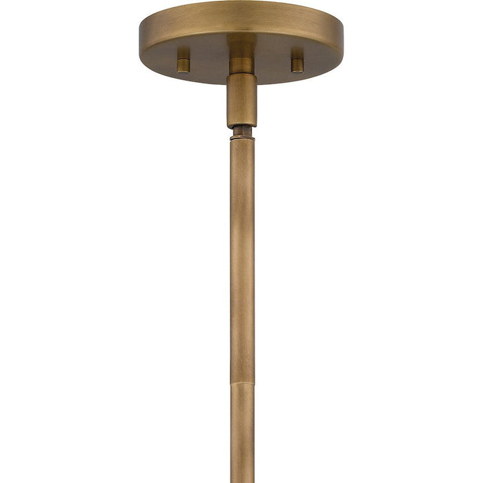 Quoizel Mallory 5 Light Chandelier, Weathered Brass/White Glass