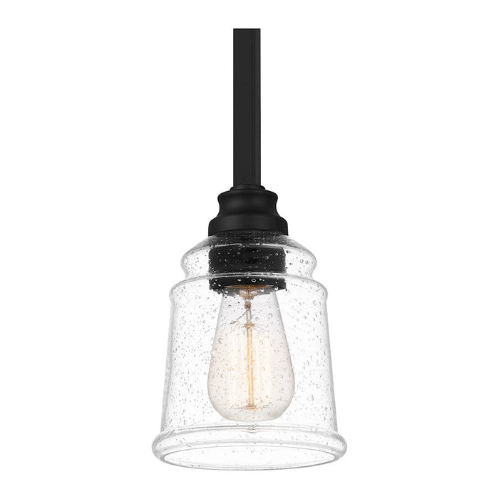 Quoizel Mcintire 1 Light Mini Pendant, Matte Black/Clear Seedy