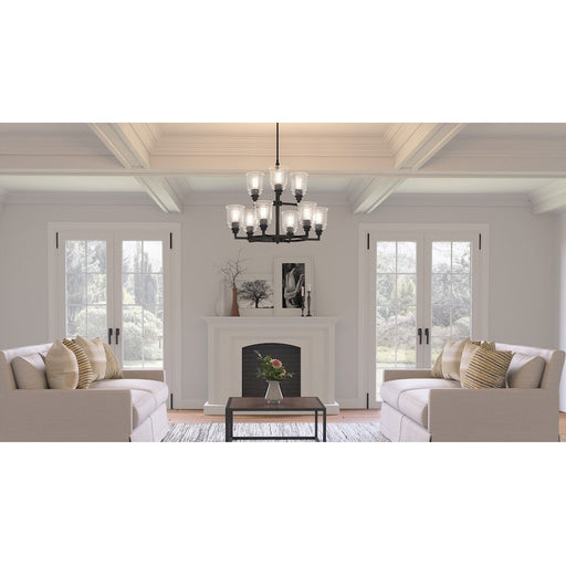 Quoizel McIntire 5 Light Chandelier, Matte Black/Clear Seedy - MCI5025MBK