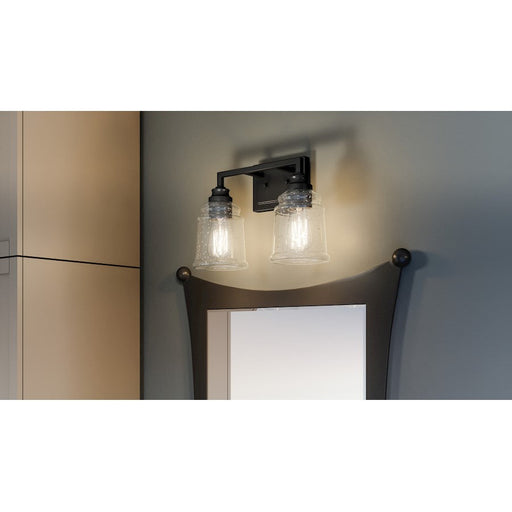 Quoizel McIntire 2 Light Bath Light, Matte Black/Clear Seedy - MCI8614MBK