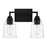 Quoizel Mcintire 2 Light Bath Light, Matte Black/Clear Seedy