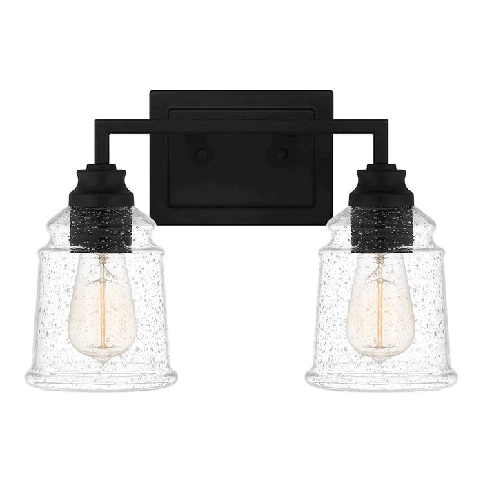 Quoizel Mcintire 2 Light Bath Light, Matte Black/Clear Seedy