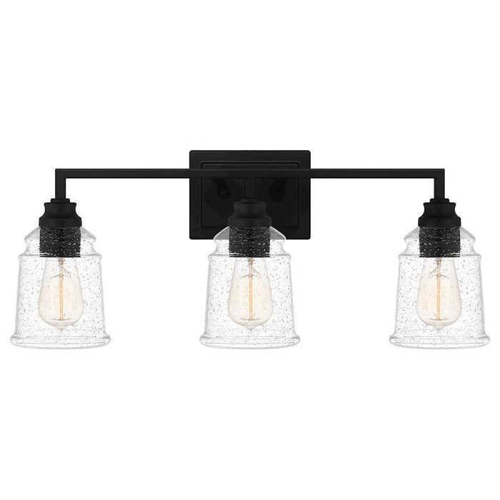 Quoizel Mcintire 3 Light Bath Light, Matte Black/Clear Seedy