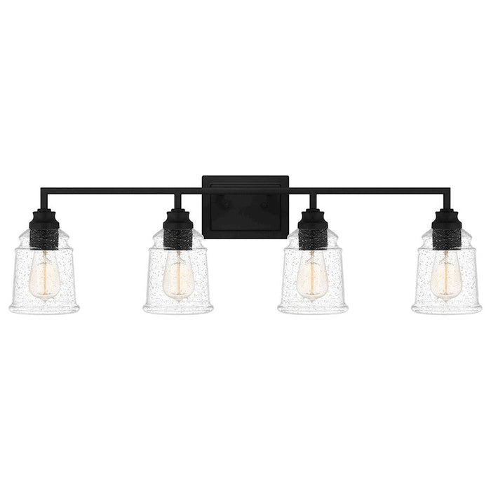 Quoizel Mcintire 4 Light Bath Light, Matte Black/Clear Seedy