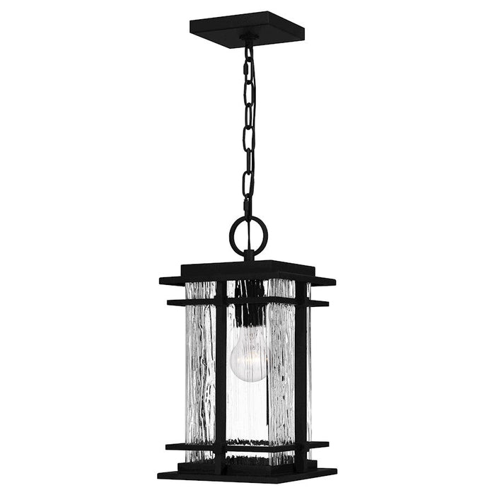 Quoizel McAlister 1 Light Mini Pendant, Earth Black/Clear Textured