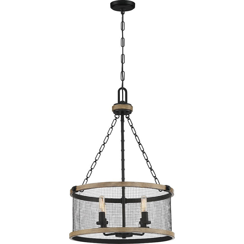 Quoizel Mccrady 4 Light Pendant, Matte Black/Metal Mesh - MCY2818MBK