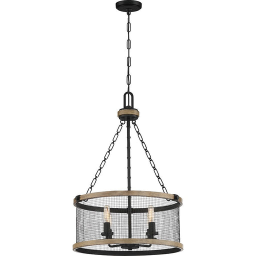 Quoizel Mccrady 4 Light Pendant, Matte Black/Metal Mesh - MCY2818MBK