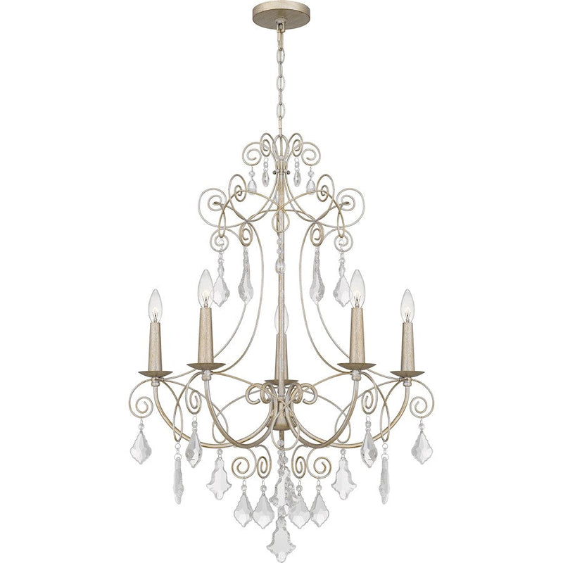 Quoizel Merida 5 Light Chandelier, Vintage Gold