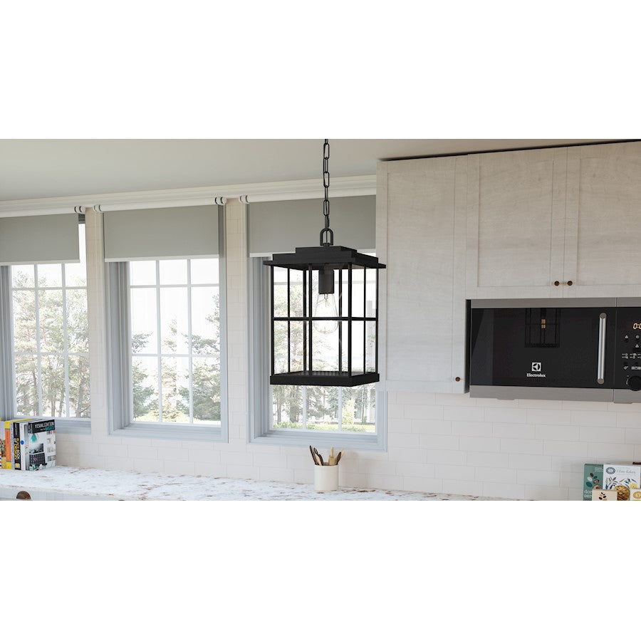 Quoizel Mulligan 1 Light Mini Pendant, Matte Black/Clear Beveled - MGN1508MBK