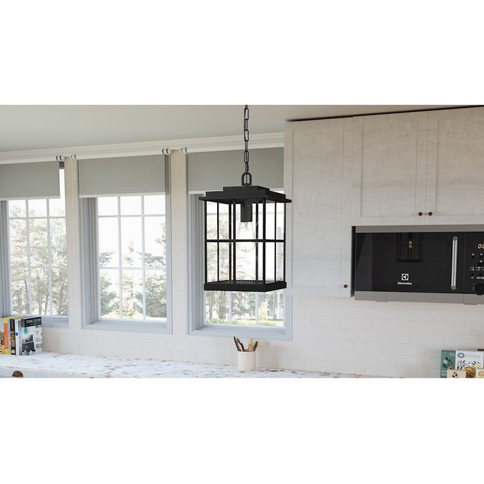 Quoizel Mulligan 1 Light Mini Pendant, Matte Black/Clear Beveled