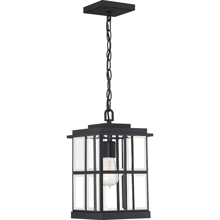 Quoizel Mulligan 1 Light Mini Pendant, Matte Black/Clear Beveled