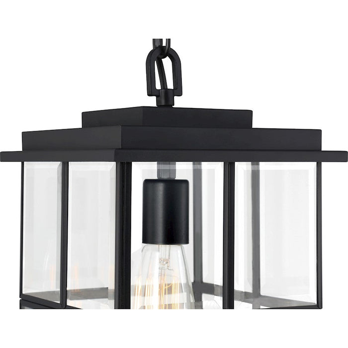 Quoizel Mulligan 1 Light Mini Pendant, Matte Black/Clear Beveled