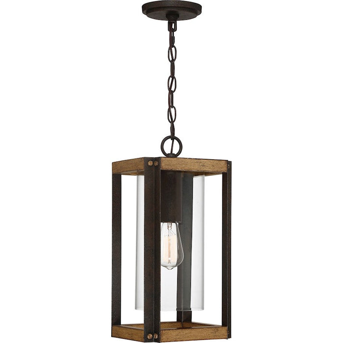 Quoizel Marion Square 1 Light Mini Pendant, Rustic Black/Clear