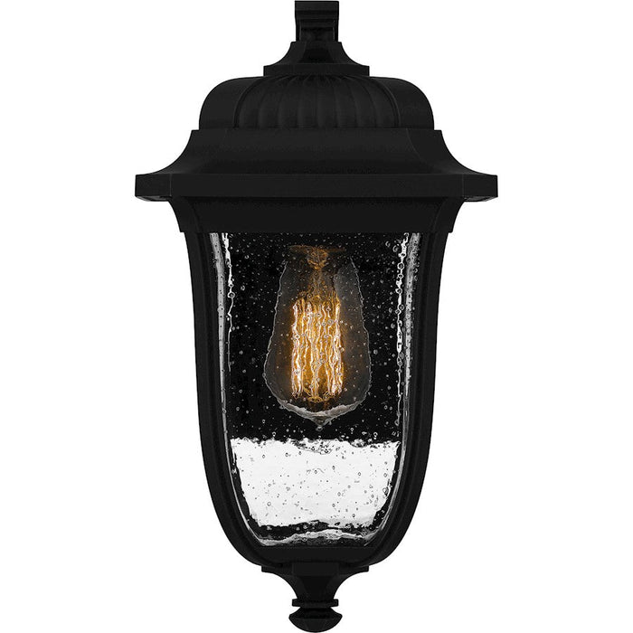 Quoizel Mulberry 1 Light Outdoor Lantern, Black/Clear Seedy