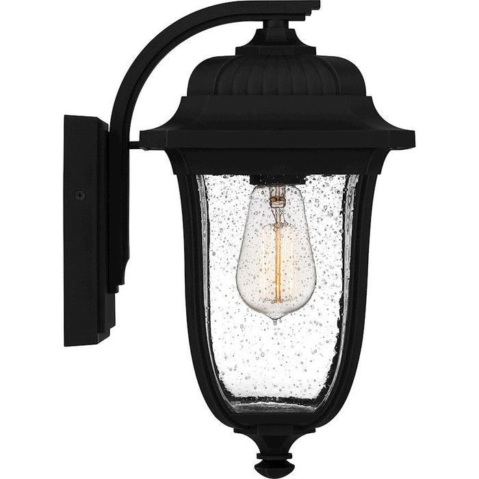 Quoizel Mulberry 1 Light Outdoor Lantern, Black/Clear Seedy