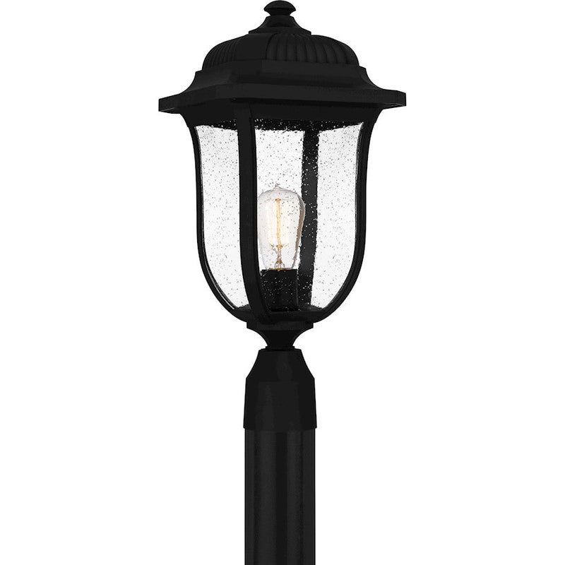 Quoizel Mulberry 1 Light 20" Outdoor Lantern, Black/Clear Seedy