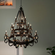 Quoizel Noble 18 Light Chandelier, Rustic Black - NBE5018RK
