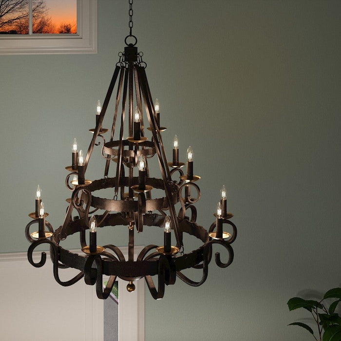 Quoizel Noble 18 Light Chandelier, Rustic Black - NBE5018RK