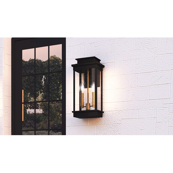 Quoizel Noelle 2 Light Outdoor Lantern, Black/Clear Panel Side