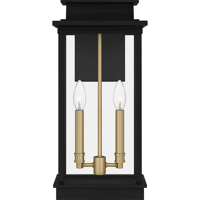 Quoizel Noelle 2 Light Outdoor Lantern, Black/Clear Panel Side