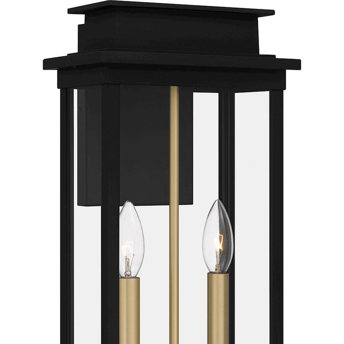 Quoizel Noelle 2 Light Outdoor Lantern, Black/Clear Panel Side