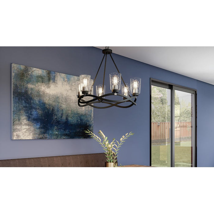 Quoizel Overlook 6 Light Chandelier, Earth Black/Clear Seedy