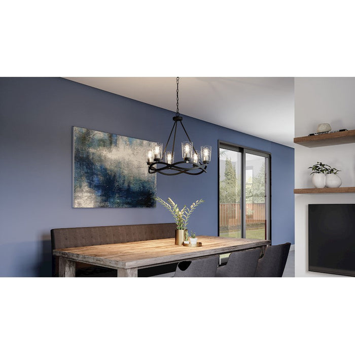 Quoizel Overlook 6 Light Chandelier, Earth Black/Clear Seedy