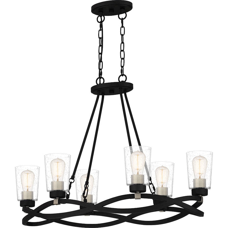 Quoizel Overlook 6 Light Island Light, Earth Black/Clear Seedy